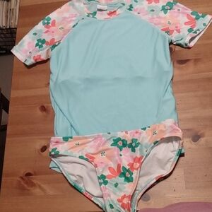 Floral Kids Swim Set - Blue and Pink